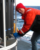 Sampling Niskin bottles aboard the USCGC Healy, Chukchi Sea, Fall 2010