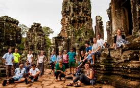 Students at the temples of Angkor Wat