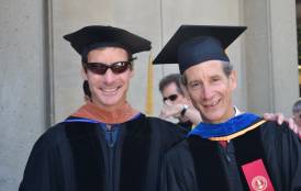 Two men posing for a picture at Stanford's Earth Science Commencement 
