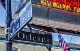 Bourbon Street sign in New Orleans.
