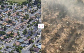 Aerial view of Santa Rosa homes before and after fires.