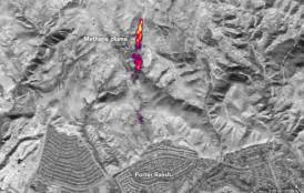 Infrared image of methane leak in Aliso Canyon.