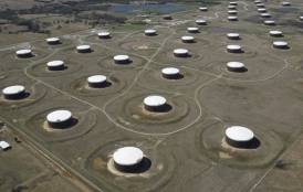 Oil storage tanks outside Cushing, Oklahoma