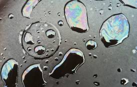 Water droplets contaminated with oil