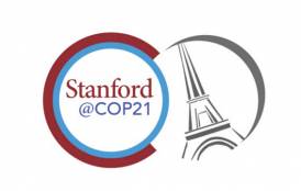 Stanford @COP21 next to a picture of the Eiffel tower