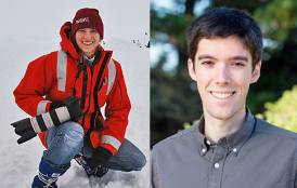A picture of Cassandra Brooks in the snow next to a picture of Daniel Swain