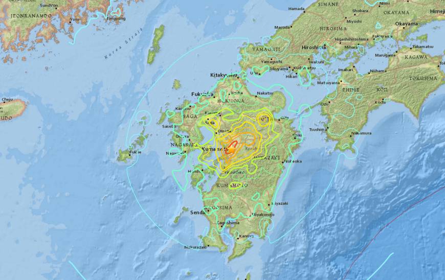 USGS map of Japan quake