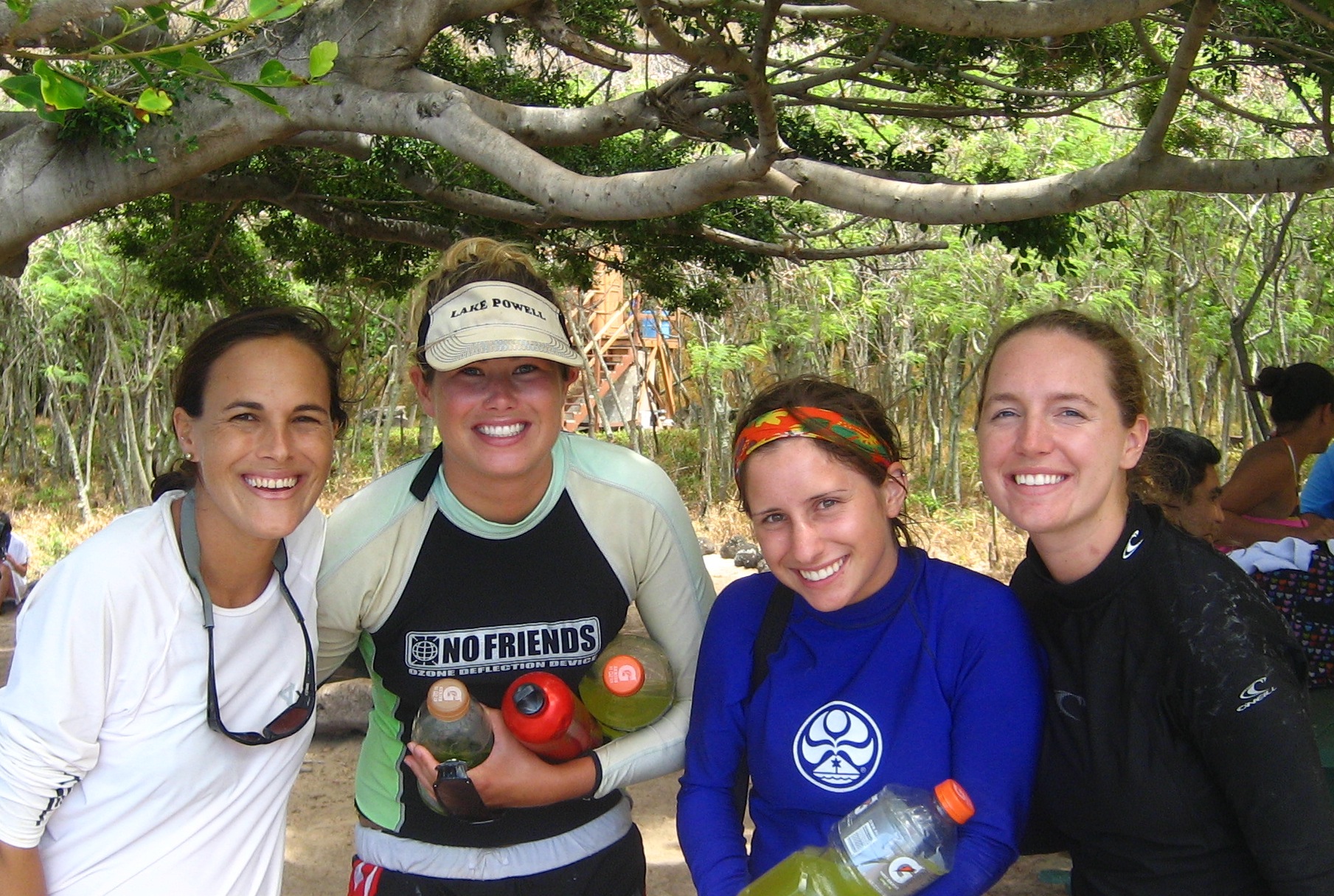 photo: Mehana Blaich Vaughan with three of her interns at an outdoor event on Kaua'i