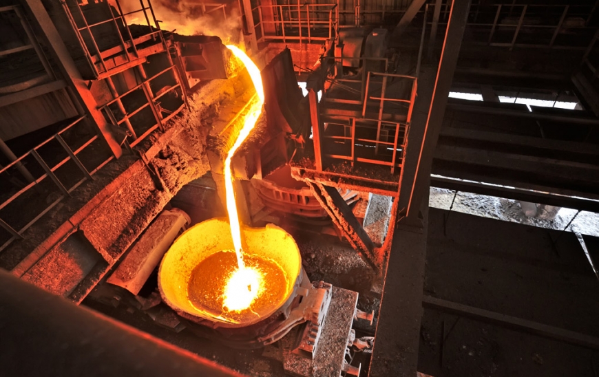 molten iron in steel factory