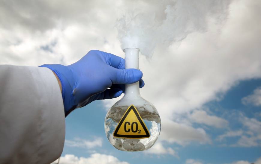 Lab beaker of CO2