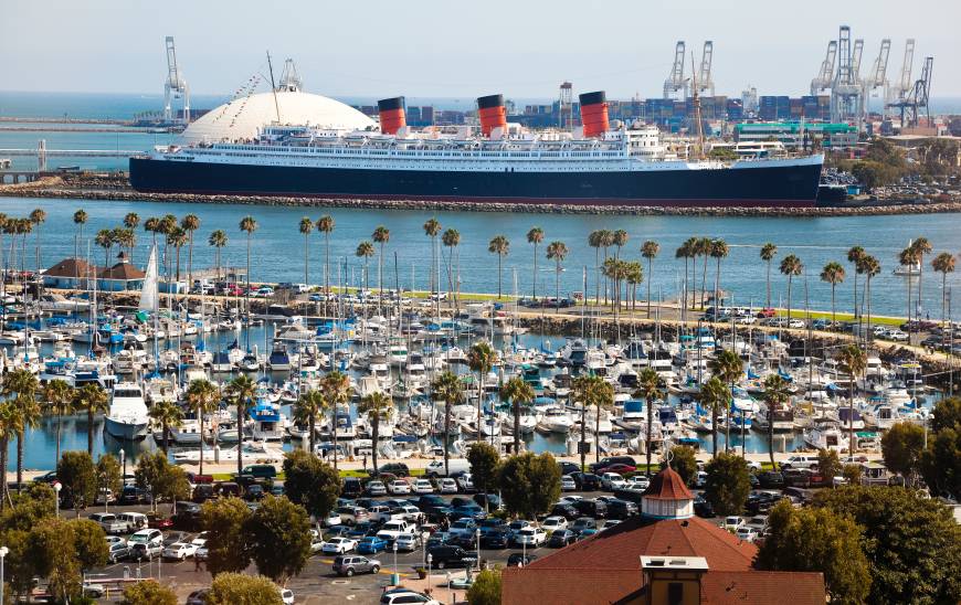 A large boat at the dock